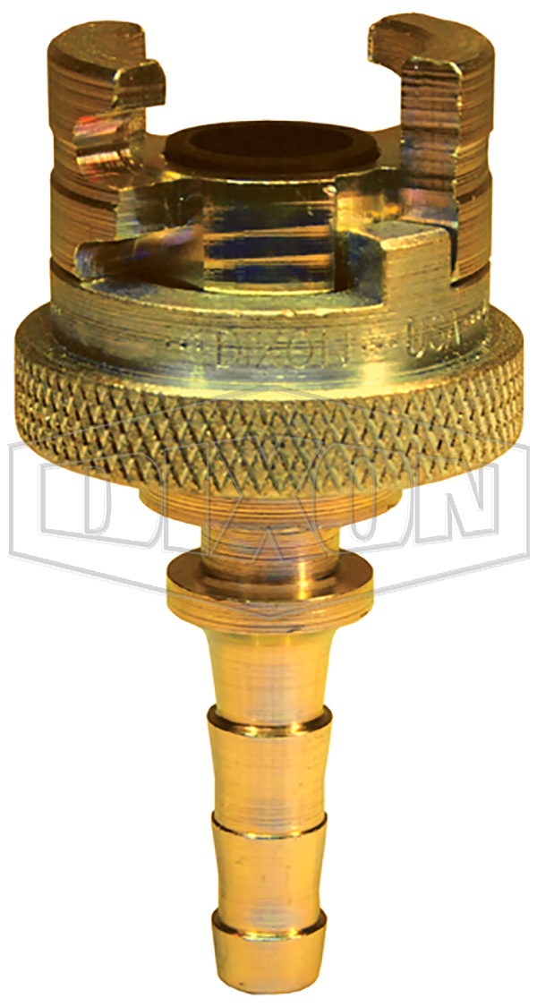 Dual-Lock™ P-Series Thor Interchange Hose Barb Coupler with Knurled Flanged Sleeve